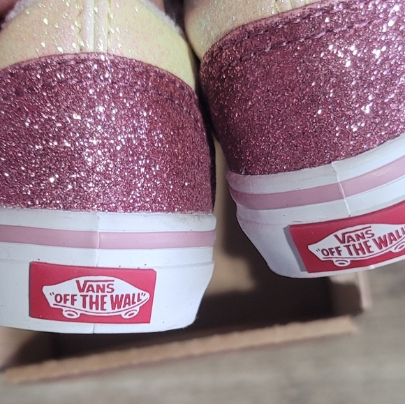 (SOLD) Vans Glittery Pink and White Kids Sneakers - Picture 3 of 5